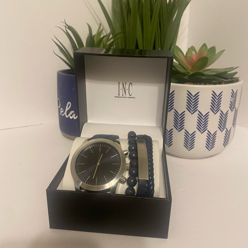 INC Denim Men Watch Set